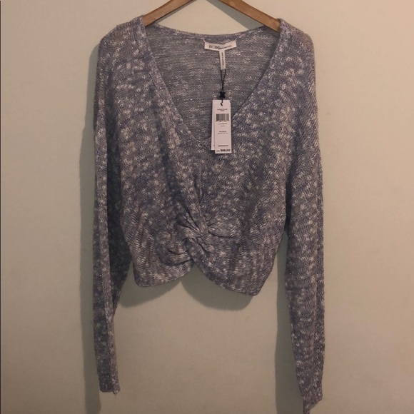 Bcbgeneration Twist-front Cropped Sweater In Eventide - Picture 4 of 15